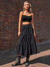 Load image into Gallery viewer, Elastic Waist Tiered Midi Skirt
