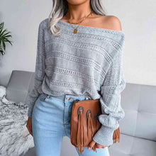 Load image into Gallery viewer, Boat Neck Dolman Sleeve Ribbed Trim Sweater
