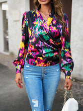 Load image into Gallery viewer, Printed Surplice Neck Long Sleeve Blouse
